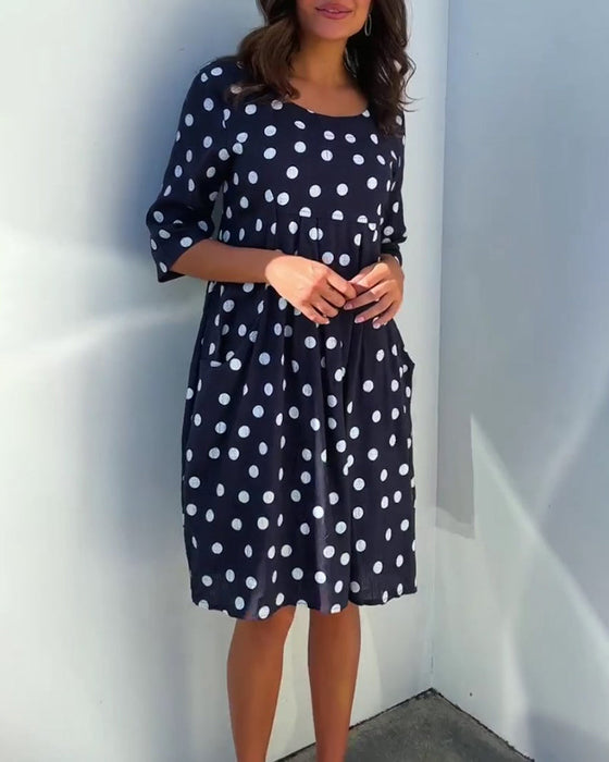 Casual polka dot print dress
