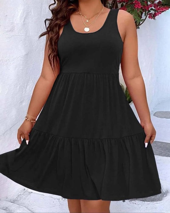 Double Layer Tiered Ruffle Tank Dress