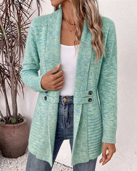 Solid Color Button Embellished Cardigan
