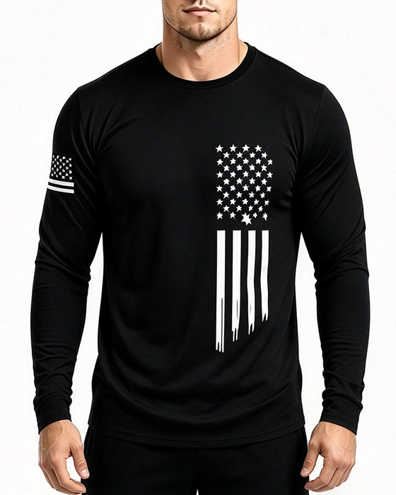 Men's National Flag Print Long-Sleeve Top