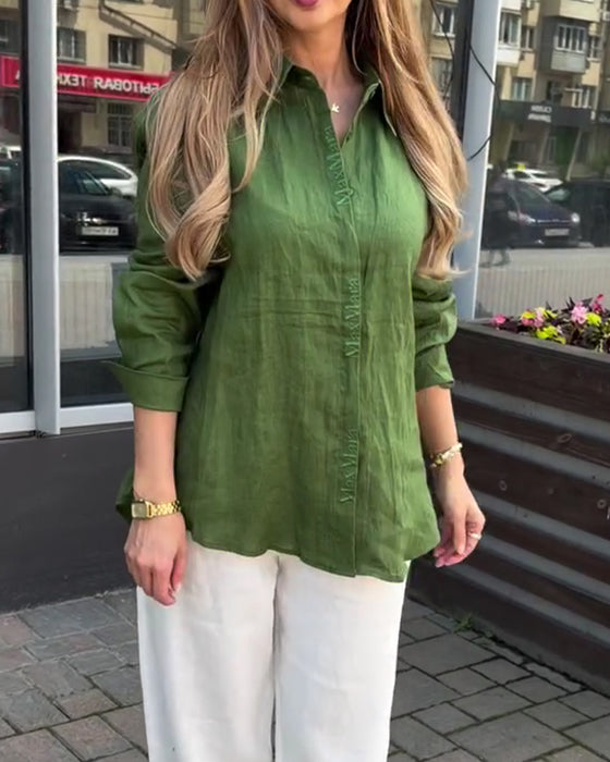 Lapel Long Sleeve Loose Shirt