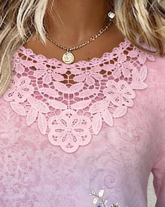 Floral Patchwork Long-Sleeved Top