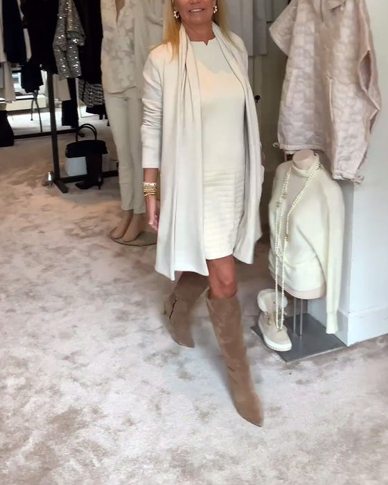 Simple solid color elegant sweater dress