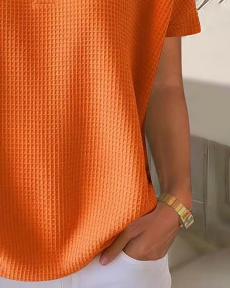 Button-Down V-Neck Casual T-Shirt