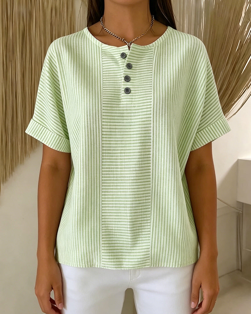 Round Neck Short Sleeve Blouse
