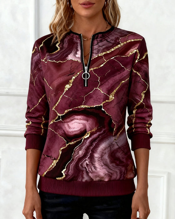 Half-Zip 3d Digital Print Sweatshirt