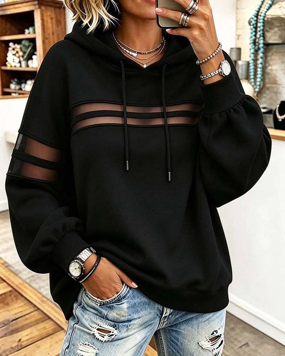 Sheer Horizontal Stripe Hoodie