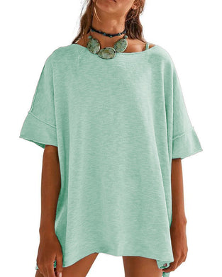 Solid Color Patchwork Half-Sleeve T-Shirt