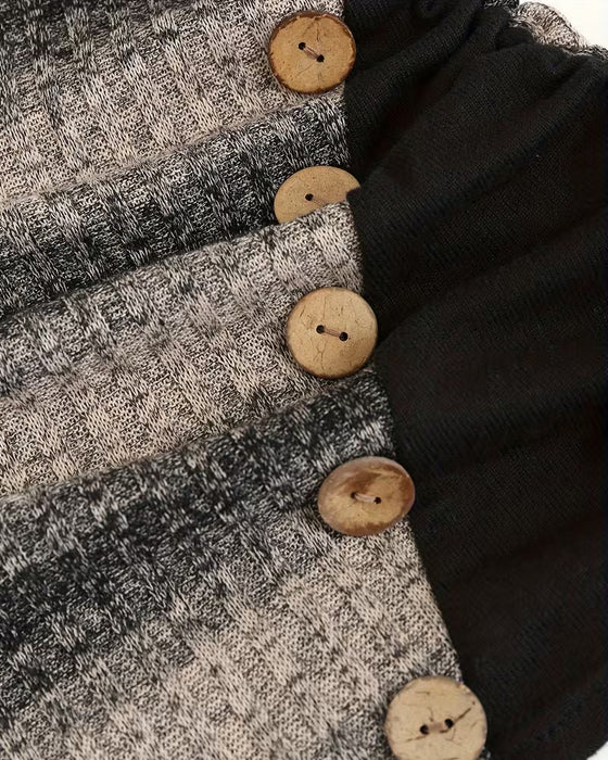 Irregular Stripe Button Sweatshirt