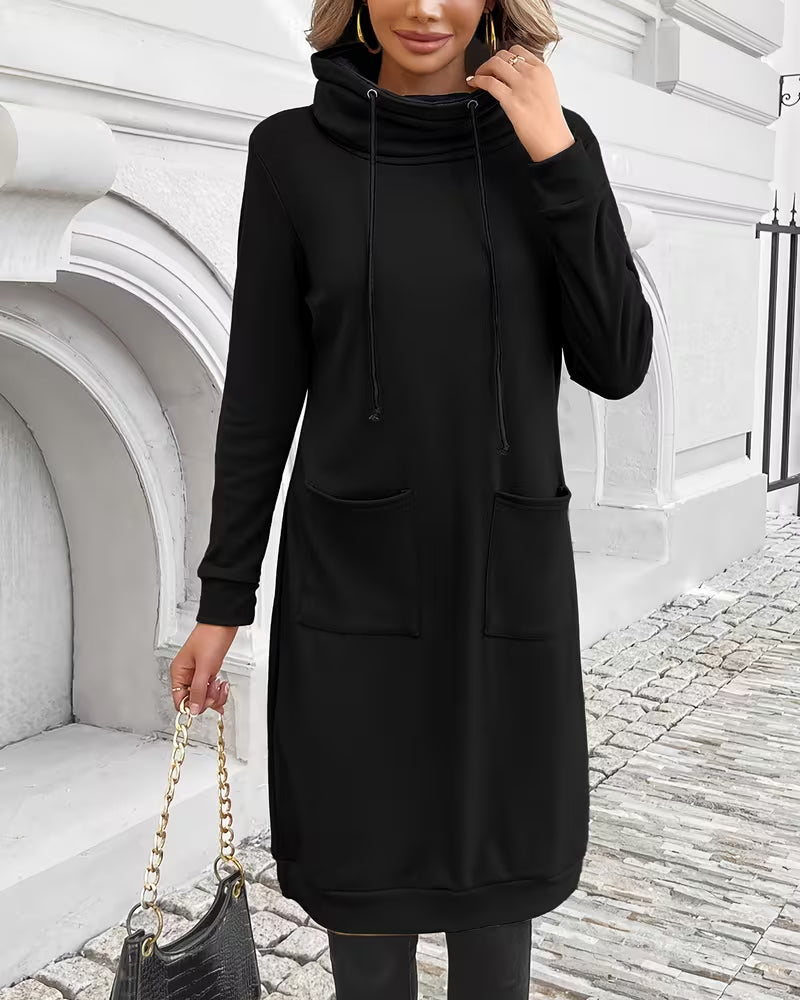 Fashionable Pocket Design Sweatshirt Dress