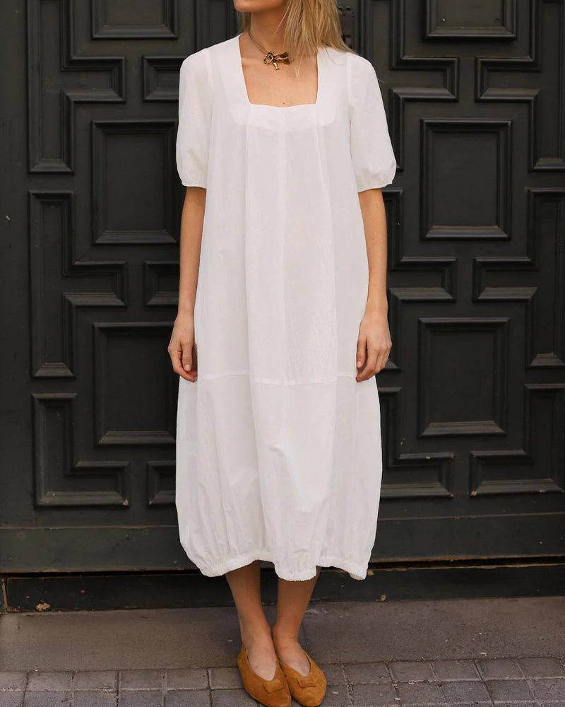 Square Neck Bubble Hem Dress