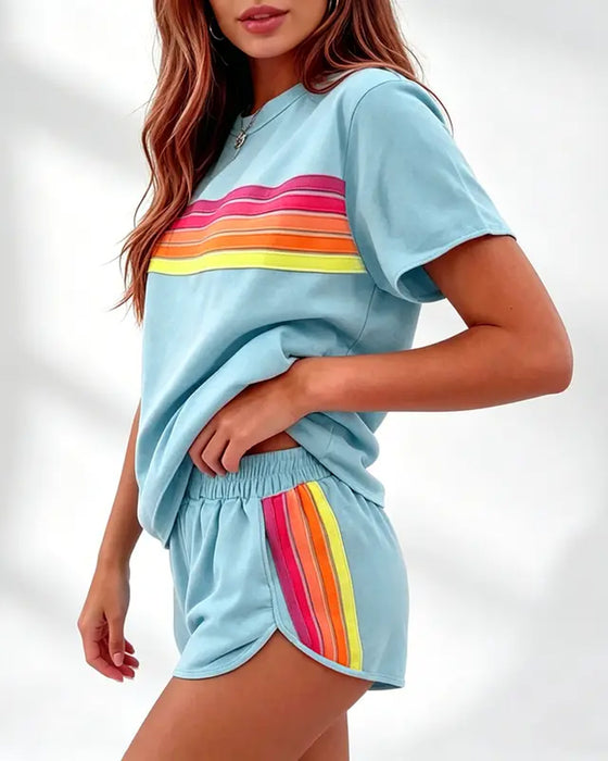 Casual Striped Two-Piece Set