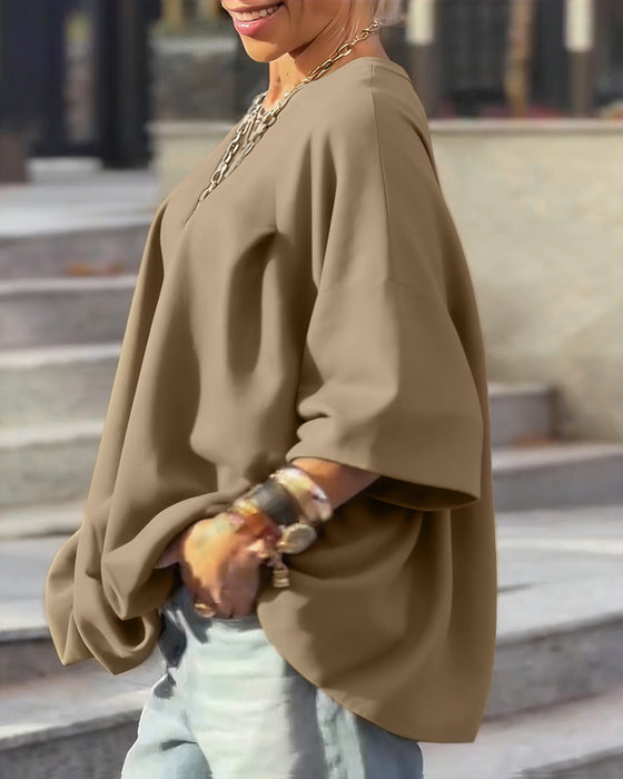 Solid Color Loose Irregular Top