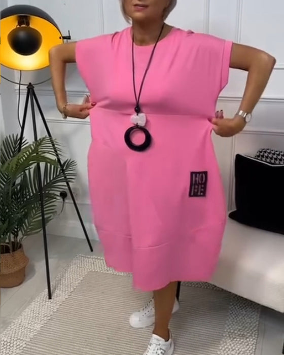 Simple letter print short sleeve casual dress