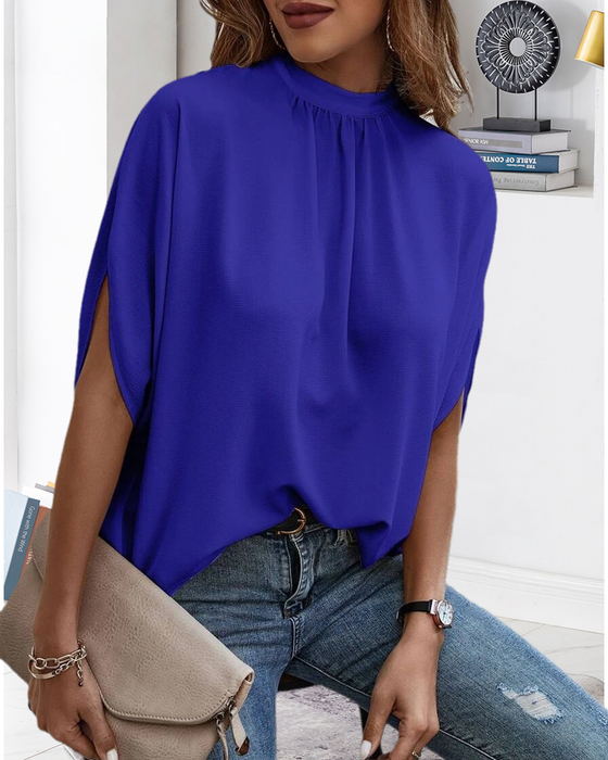 Fashion print slit sleeve blouse