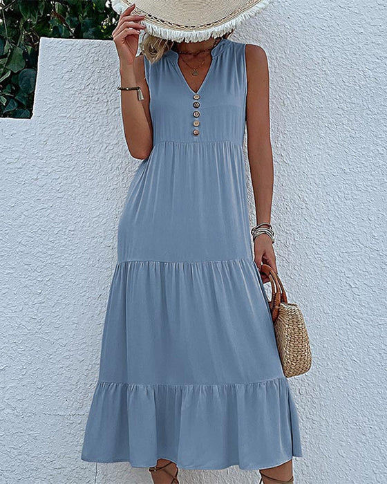 Solid color sleeveless casual dress