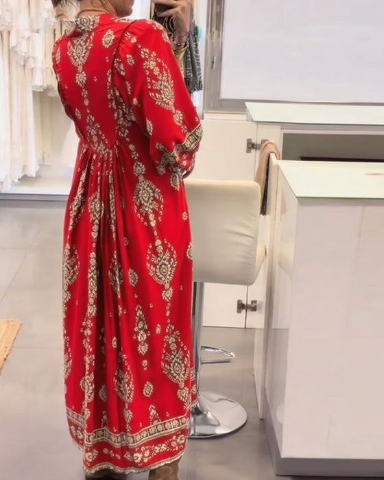 Casual Print Loose Pocket Dress