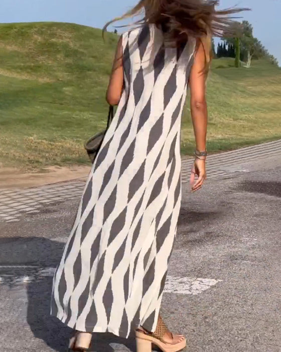 Diamond print slit dress