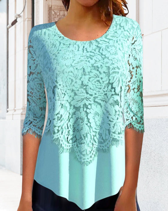 Round Neck Lace Blouse