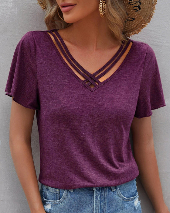 Solid color Cut Out T-shirt