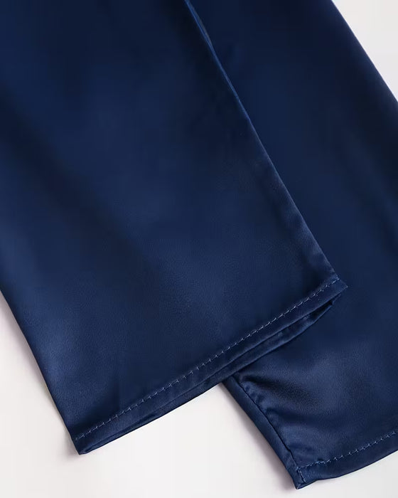 Lapel Straight Shoulder Printed Blouse