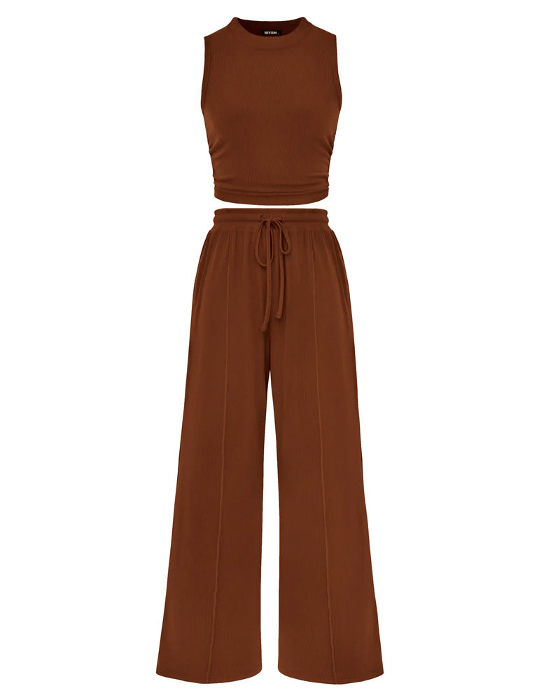 Vest and Elastic-Waist Trousers Set