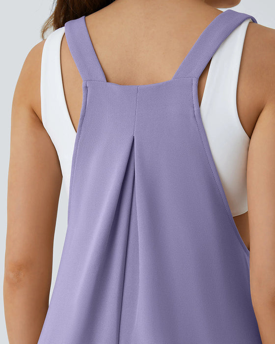 Solid Color Pleated Jumpsuit