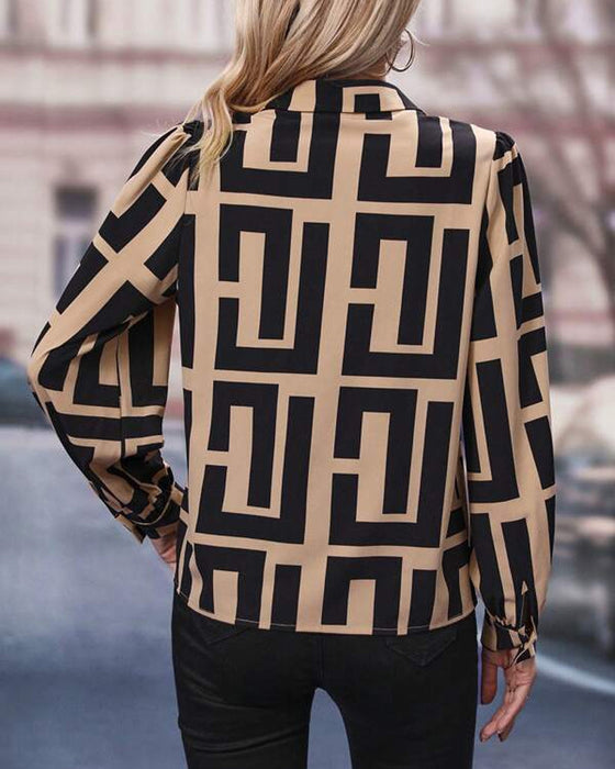 Letter graphic long sleeve blouse