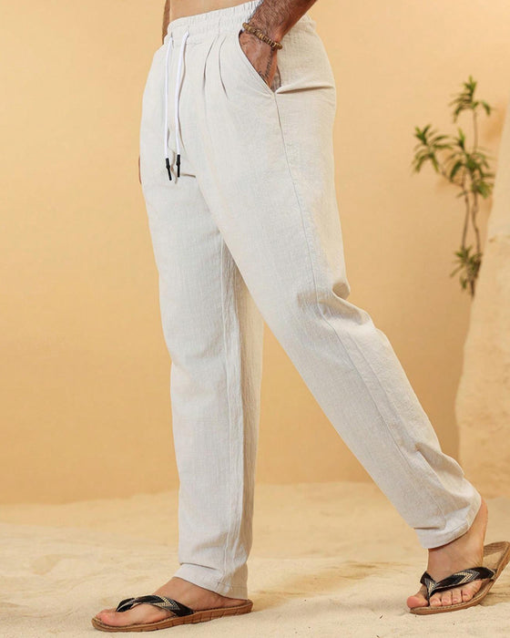 Elastic Waist Drawstring Tapered Pants