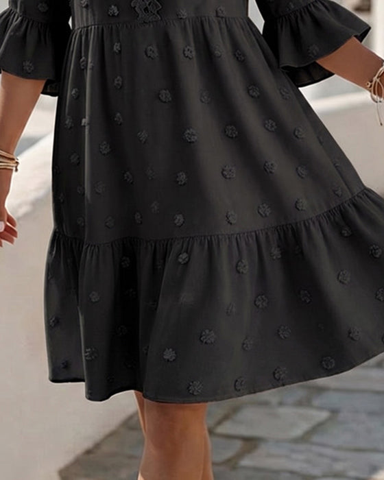 V-Neck Lace Patchwork Dress