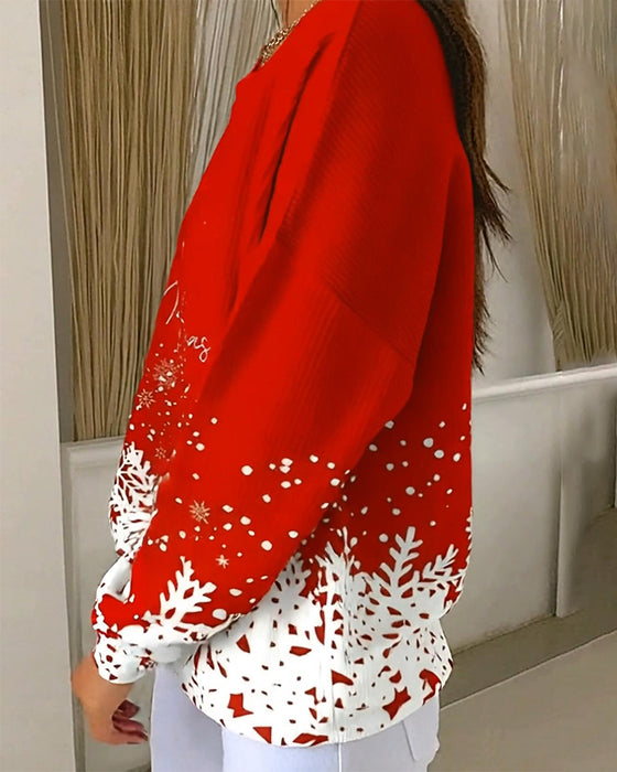 Christmas Tree Print Crew Neck Sweatshirt