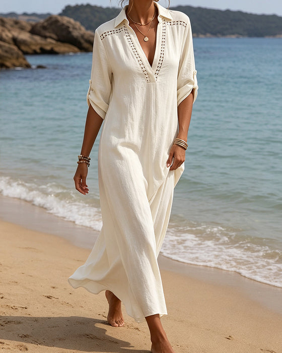 V-Neck Cutout Full Skirt Dress