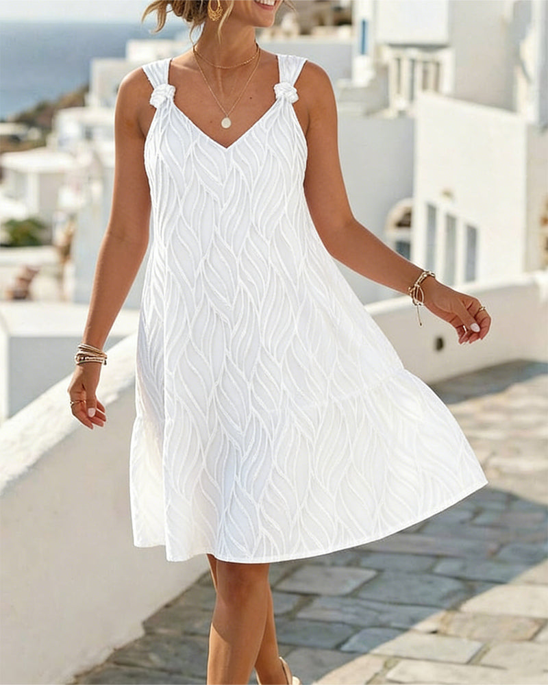 Textured Spaghetti Strap A-Line Dress