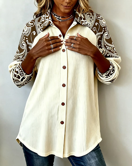 Casual Geometric Patchwork Shirt