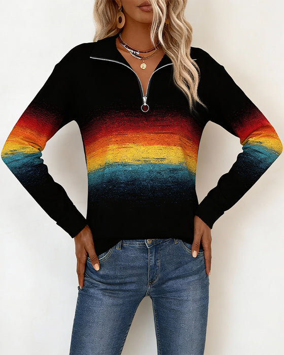 Half-Zip Rainbow Gradient Sweatshirt