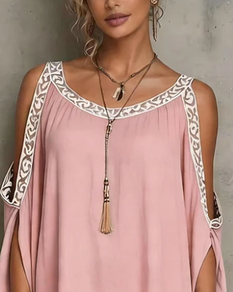 Casual Cold Shoulder Irregular Dress