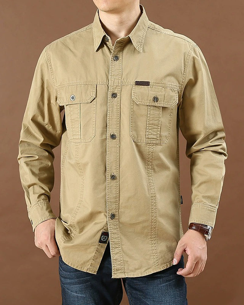 Men's Workwear Pocket Solid Color Shirt