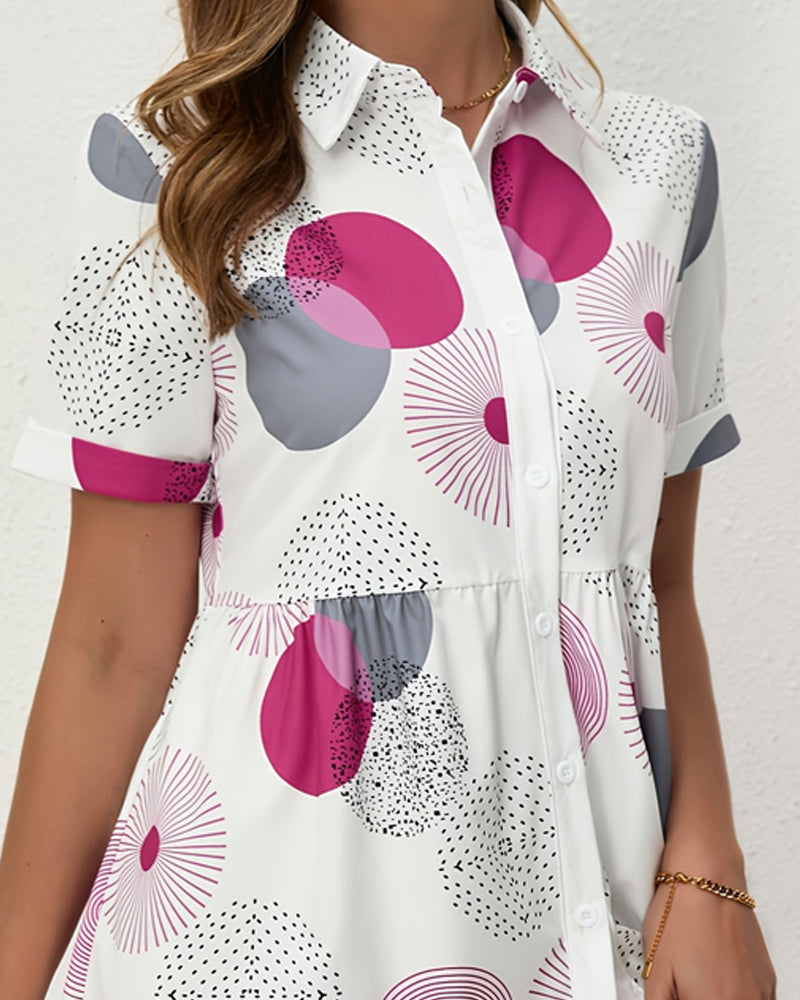 Polka Dot Print Shirt Dress