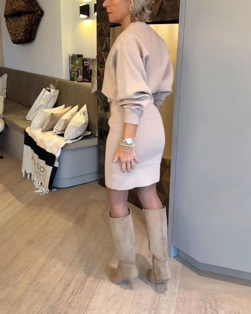 Half-Zip Collar Temperamental Dress