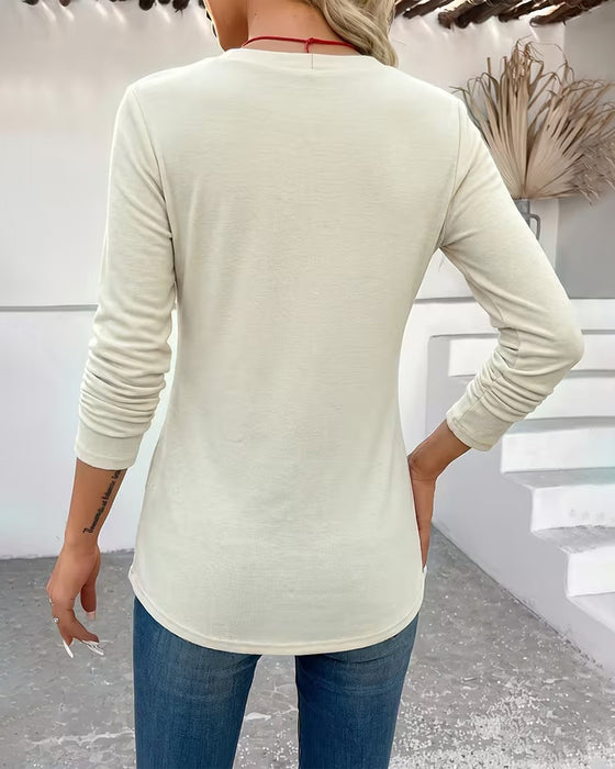 Mock Two-Piece Long Sleeve Striped Top