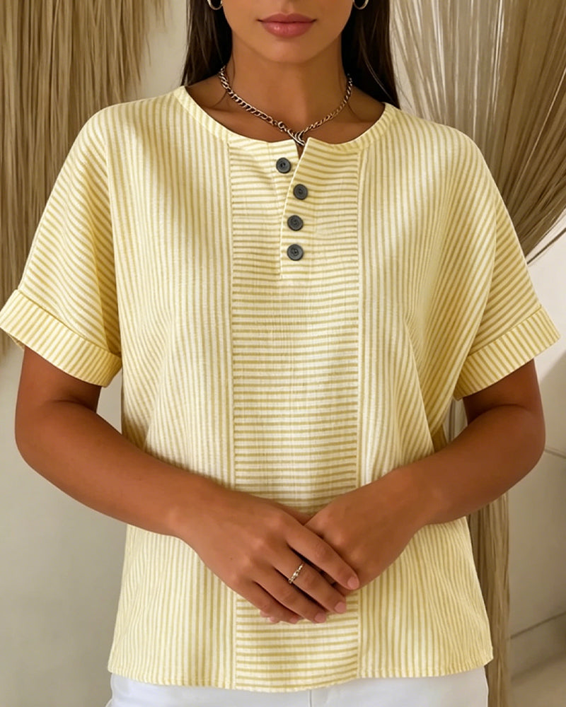 Round Neck Short Sleeve Blouse