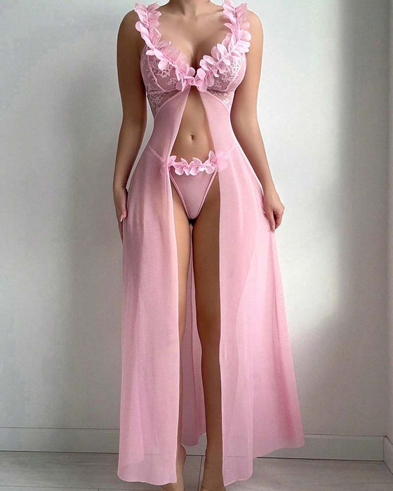 Flower Suspender See-Through Lingerie