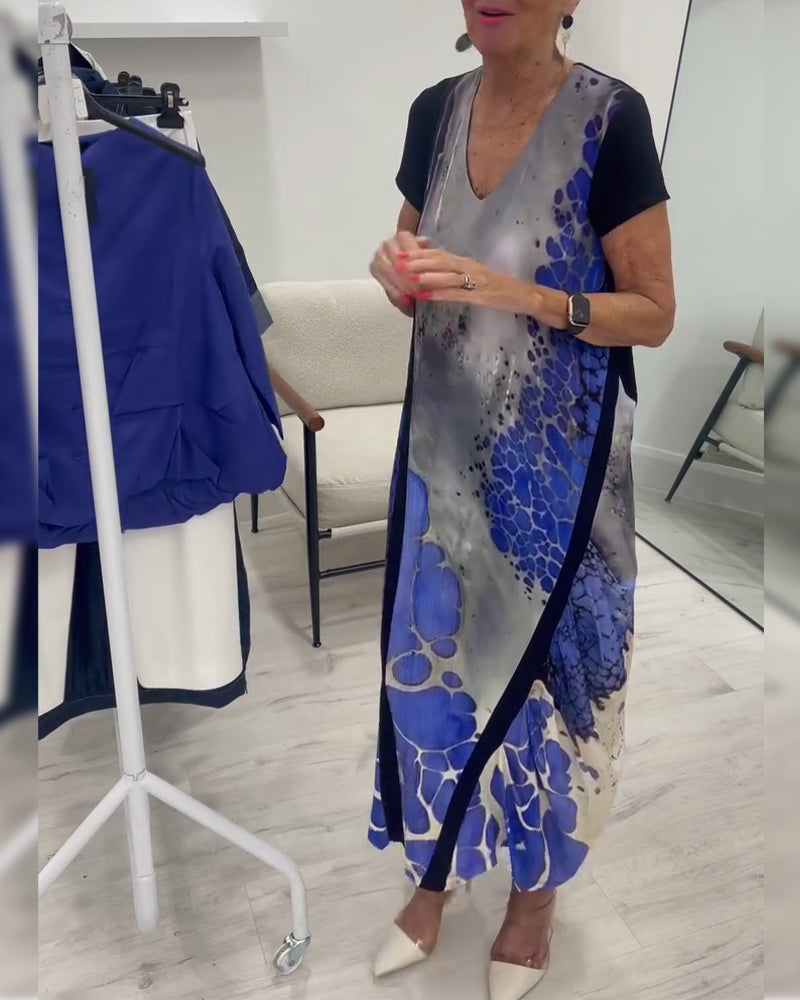 Ink Wash Print Long Dress