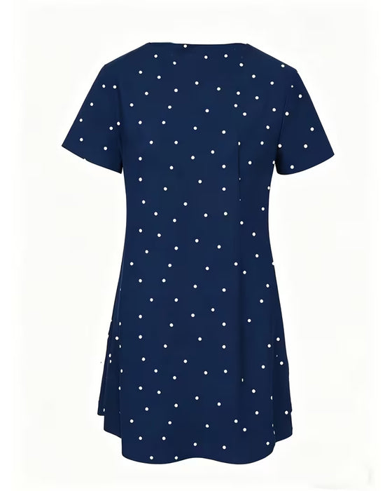 Polka Dot A-Line Short Sleeve Blouse