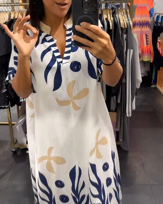 Floral Print V-Neck Dress