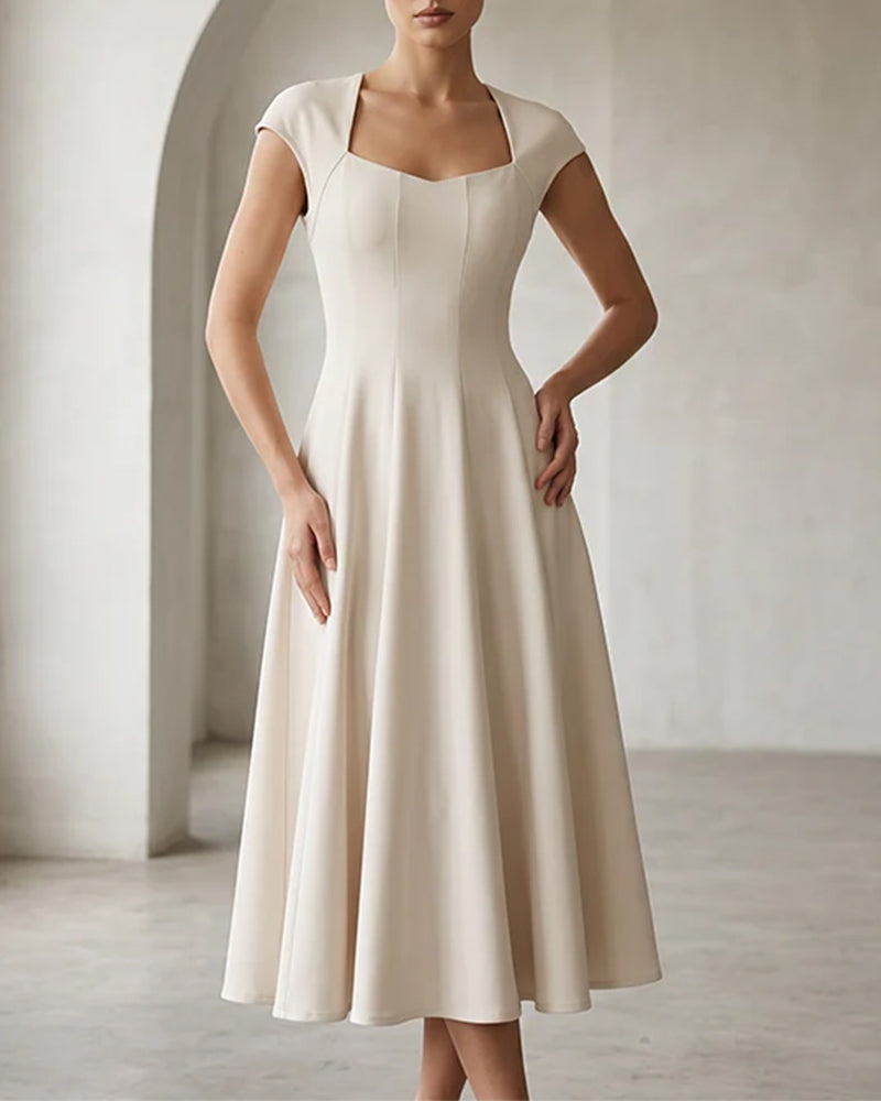 Square-Neck Short-Sleeve Dress