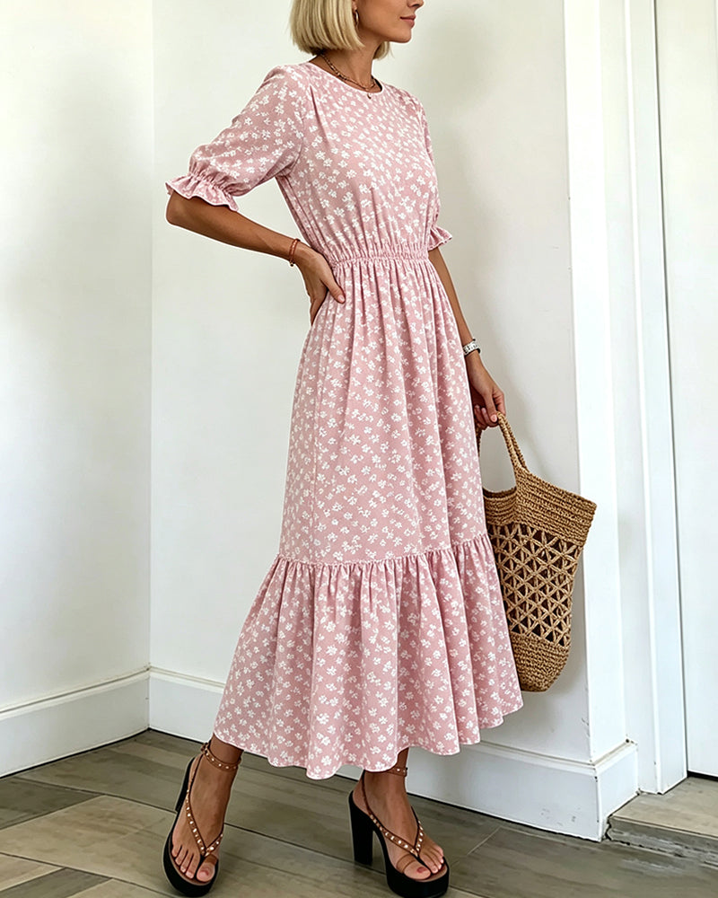Round Neck Printed Dress