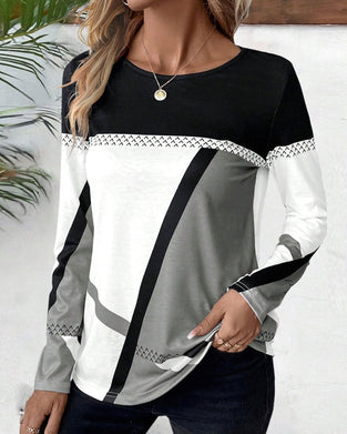 Contrast print casual top