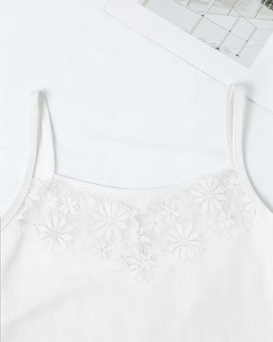 Lace Back Spaghetti Strap Tank Top