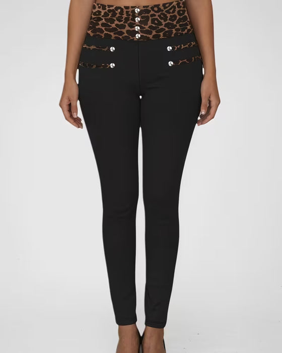 High-Waist Leopard Print Tight Skinny Pants